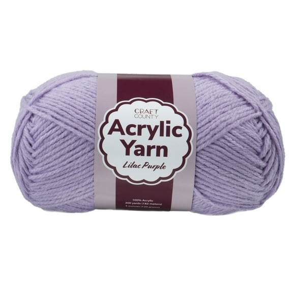 Craft County Medium 4 Acrylic Yarn – 200 Yards of Super Vibrant Yarn for Blankets, Scarves, Hats, & More! (Lilac Purple, Single Pack)