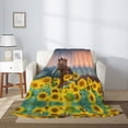 thumbnail image 2 of Throw Blanket for Couch Sofa and Bed, Horse Sunflowers Super Soft Plush Throw Blanket, Fuzzy Cuteness Comfy Warm Washable Flannel Blanket & Throws for All Season 80"x60", 2 of 5