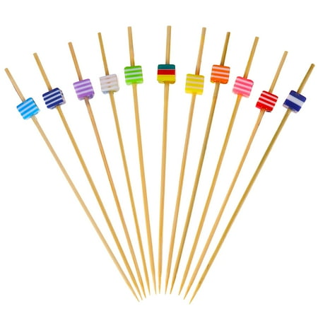 

100pcs Disposable Handmade Cocktail Picks Creative Bamboo Appetizer Picks Wooden Fruit Picks Bead Decor Party Supplies Picks
