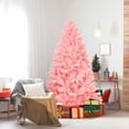 thumbnail image 3 of Patiojoy 6Ft Artificial Christmas Tree Hinged Spruce Full Tree with Metal Stand Pink, 3 of 9