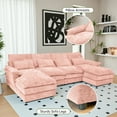 thumbnail image 3 of 110 U-Shaped Couch, Pink Cloud Modular Sectional Sofa, 4 Seats with Pillows for Living Room, Ultra Comfy Chenille Fabric, Deep Double Cushions, 3 of 10