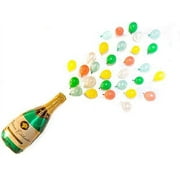 Pop the Bubbly! Colorful Balloon Pack Giant Champagne Balloon Kit, 40" Large Champagne Balloon w/ 30 Multicolor Mini Latex Balloons, Party Decorations for Bachelorette, 21st Birthday Party Decorations
