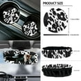 thumbnail image 6 of Renewold Cow Print 12 PCS Front Car Seat Cover Full Set, with Steering Wheel Cover Seat Belt Pad Cover Armrest Box Mat Trash Bin Rear View Mirror Cover Cup Holders Keychain Air Vent Bag Car Decor, 6 of 7