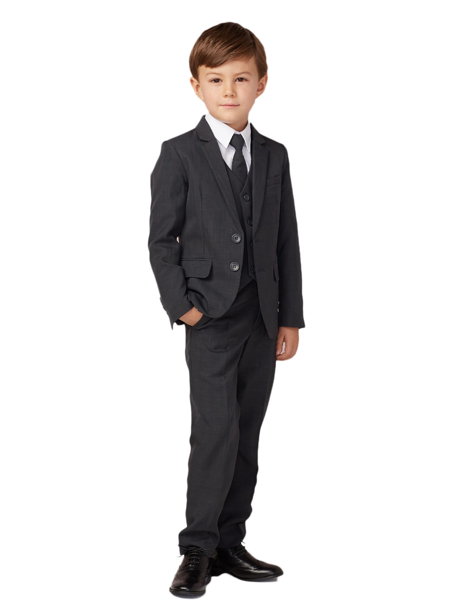 Tip Top Kids Little Boys Dark Gray Slim Fit Jacket Vest Pants Suit 4T