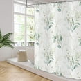 thumbnail image 3 of Eucalyptus Leaf Shower Curtains, Weighted Bottom Sage Green Watercolor Botanical Plants with Gold Branches Spring Fabric Bathroom Curtain Home Decor Waterproof Washable with 12 Hooks,72"x72", 3 of 6