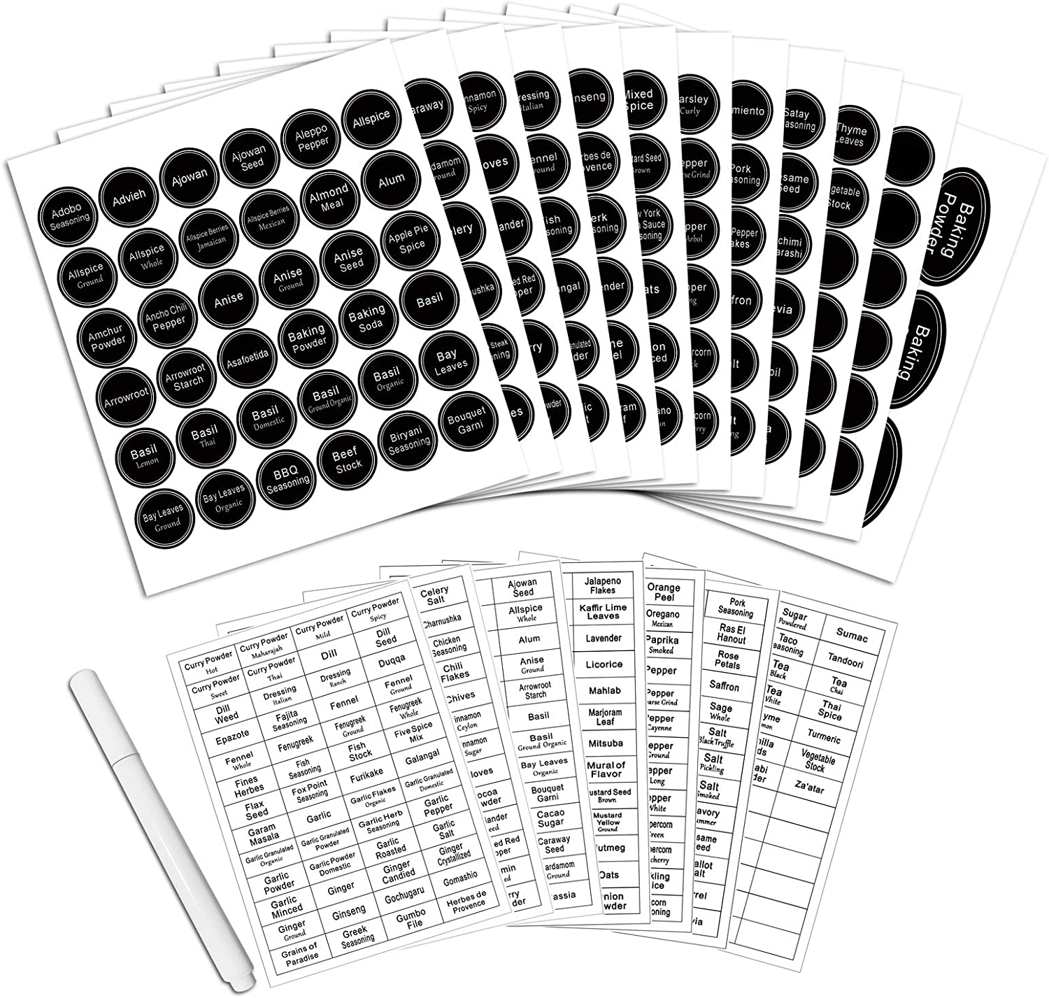 771 Printed Spice Jar Labels with Extra Write-on Labels ...