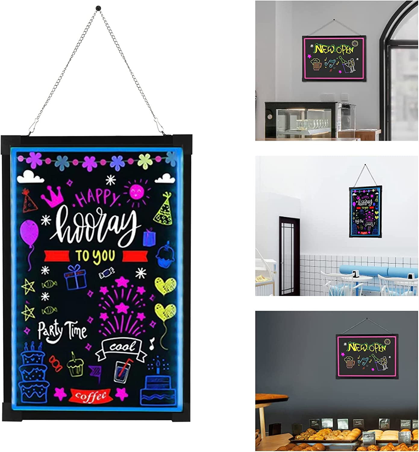 Miumaeov LED Writing Message Board, 16"X24" Neon Glow Drawing Board