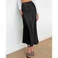 thumbnail image 2 of BTFBM Womens Spring Summer Long Satin Skirt Silk Elegant High Waist Cocktail Party Wedding Flowy A-Line Midi Skirts, 2 of 8