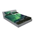 thumbnail image 2 of Ambesonne Green Fitted Sheet & Pillow Sham Set, Polaris Mountain, Full, Army Green Blue Grey, 2 of 2