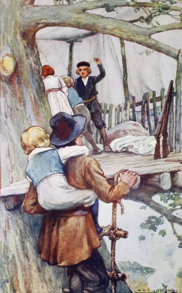 Illustration By AA Dixon From An Edition Dating Circa 1915 Of The Swiss Family Robinson By M Weiss Published By Blackie And Son Limited The House In The Tree Father Robinson Carrying Young Franz Up A