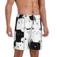 thumbnail image 2 of Balery Doodle Cute Cat Pantalones cortos de pijama de punto de algodón para hombre con cinturilla y bolsillos-Large, 2 of 6