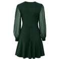 thumbnail image 2 of IBTOM CASTLE Women Swiss Dot Mesh Long Sleeve A Line Cocktail Dress Wrap V Neck Empire Waist Flowy Wedding Party Dress M Green, 2 of 8