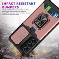 thumbnail image 4 of Design for Galaxy S24 FE Phone Case with Camera Lens Card Holder Stand Kickstand Heavy Duty Slim Shockproof Hybrid Rugged Drop Protective Cover for Samsung S24FE Women Men Rose Gold, 4 of 14