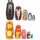 thumbnail image 5 of Muñecas rusas de madera con dibujos de animales, oso pardo, león marino, búho, conejo, mapache, juego de muñecas rusas de 5 capas, manualidades, 5 of 5