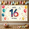 thumbnail image 6 of Happy 16th Birthday Banner with Balloon Star Decor Background, Party Supplies for Birthday Celebrations Photography Props Backdrop Decors, 6 of 8