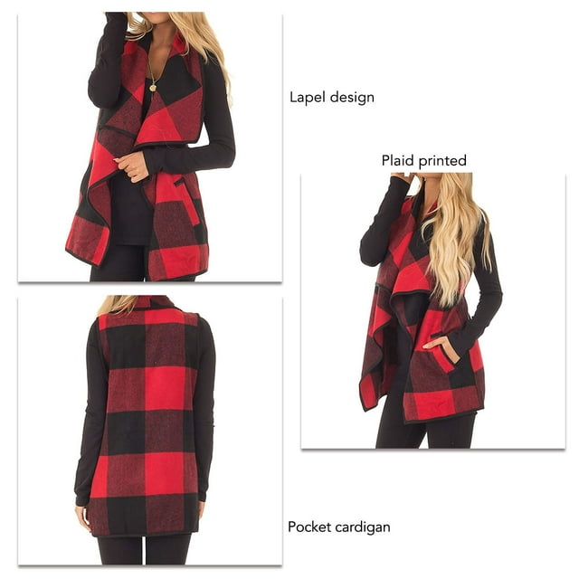 Cardigan Sans Manches, Polyester Peau Agréable à la Mode Confortable Imprimé Manteau Sans Manches pour les Femmes pour Parti Rouge, Pli