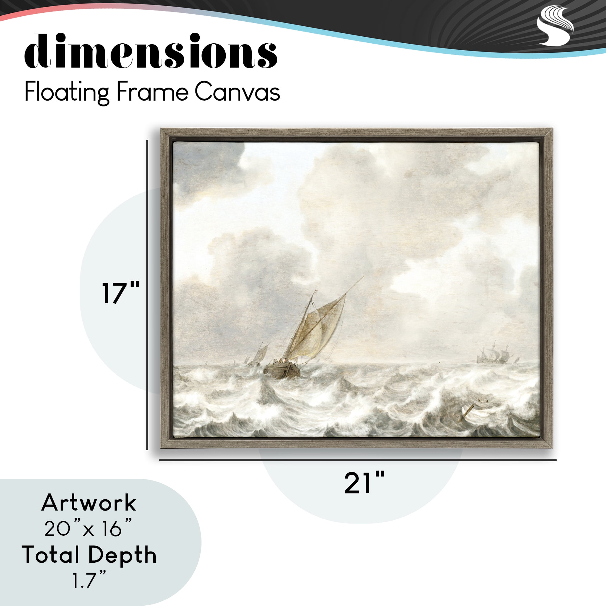 Stupell Industries Vintage Stormy Seas Brown Framed Floater Canvas Wall Art, design by Leah Straatsma