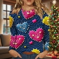 thumbnail image 4 of Craaazy Valentine T-Shirts for Women Casual Long Sleeve Heart Printed Tops Fashion Round Neck Shirts Gifts, 4 of 5