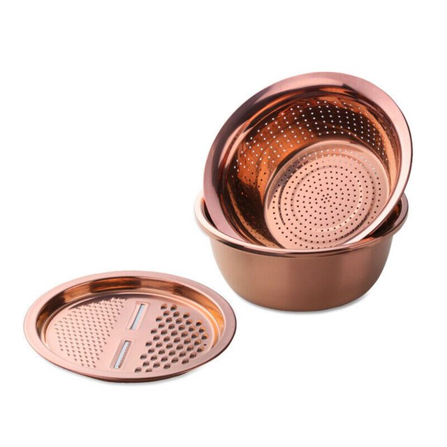 Multifunctional Stainless Steel Basin Sink Kitchen Colander Fine Mesh Basket Vegetable Washing Bowl Set