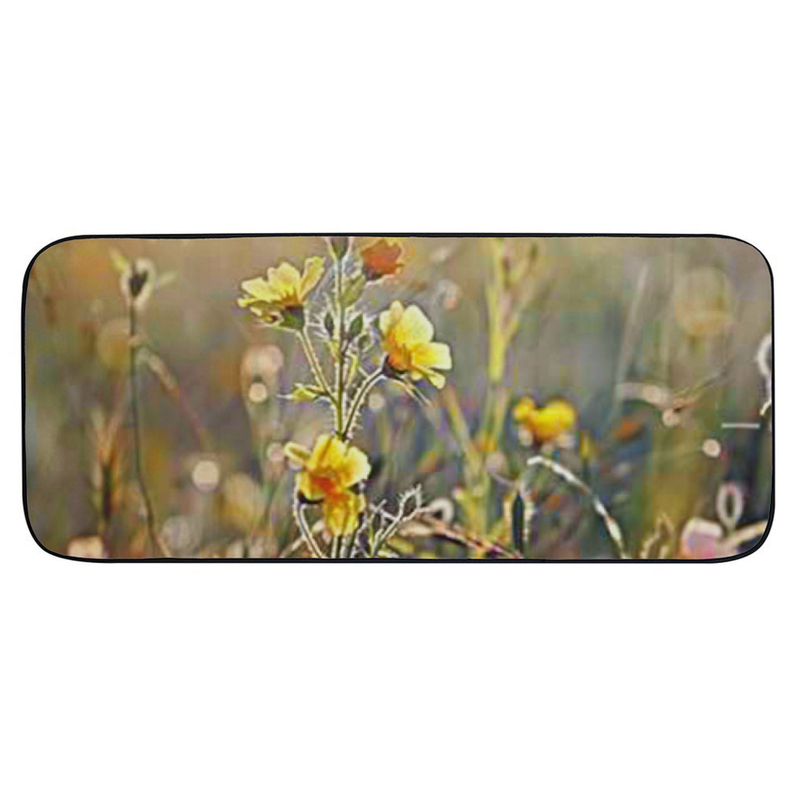 PHYHOO Decorative Door Mat, Door Mat with Non-Slip Rubber Backing, Easy Cleaning, Traps Dirt, Rug for Entry, Patio, Garage - Buttercup Yellow Plant Nature Meadow Bloom Frozen 19.68*47.24 in