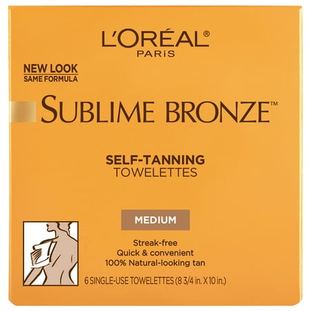 L'Oreal Paris Sublime Bronze Sunless Self-Tanning Towelettes, Streak Free, 6 ct