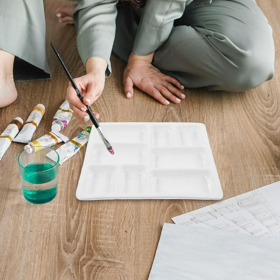 KAKOWELY 1Set Empty Paint Palette for Painting Tool Ceramic Square Design