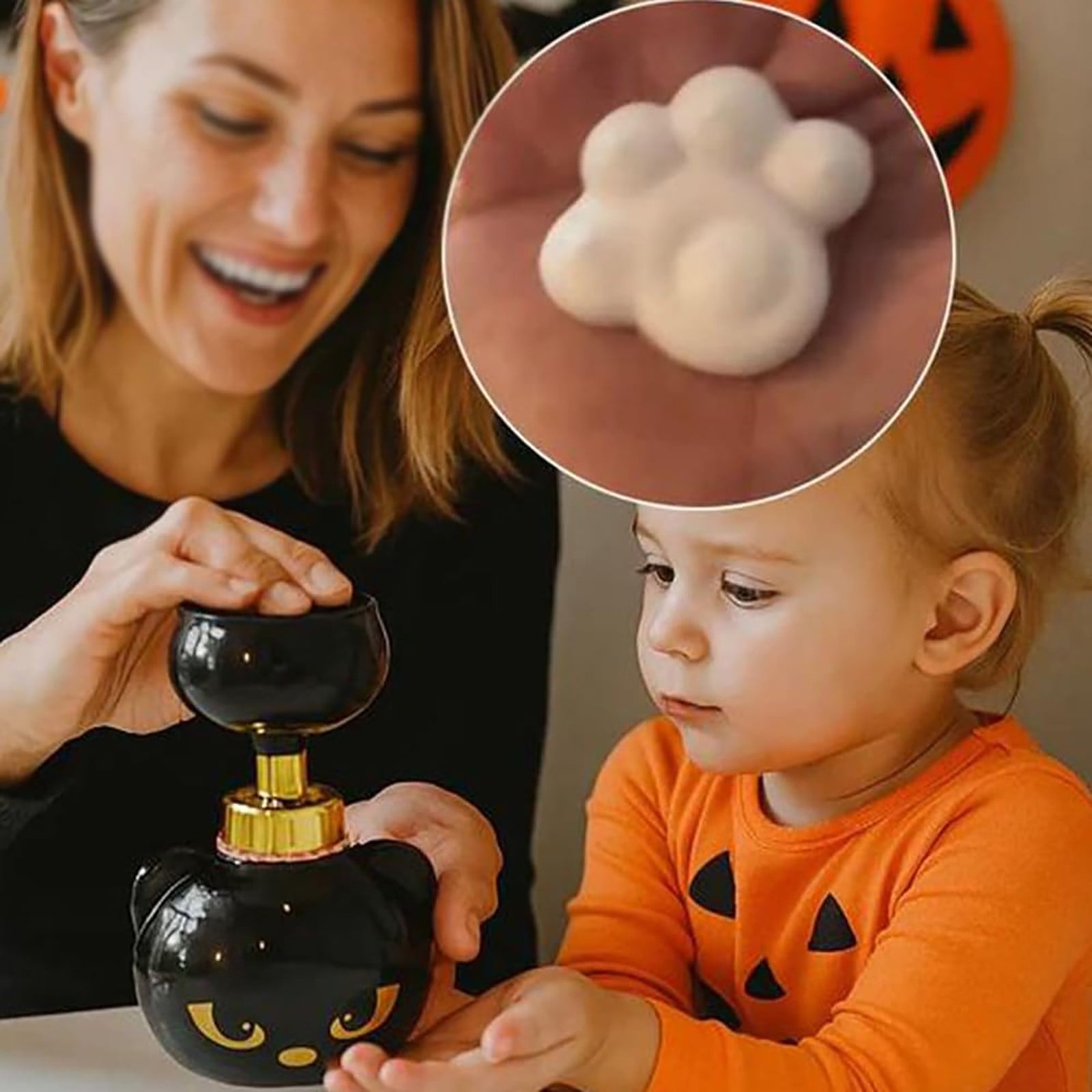 New Cute Cat Paw Foam Soap Dispenser, Cat Paw Print Soaps, Paw Soaps Dispensers Foam, Black Refillable Empty Foam Liquid Container for Bathroom Kitchen 480ml Capacity
