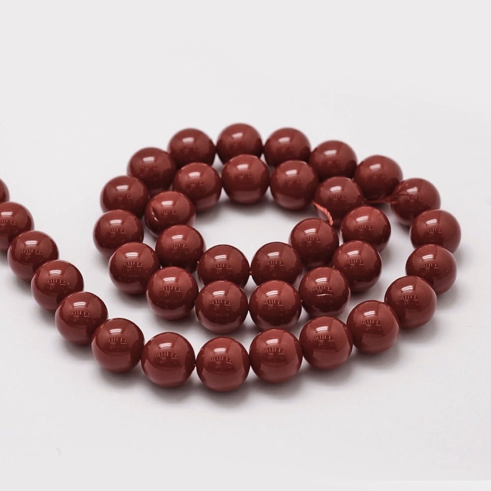5 Strand Shell Pearl Beads Strands Grade A Round Dark Red 10mm Hole: 0.7~1mm about 38pcs/strand 15.5 inch