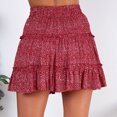 thumbnail image 5 of JINMGG Womens Plus Size Clearance $5 Women Summer Casual Bohe High Waist Ruffled Floral Print Beach Short Skirt Red S, 5 of 9