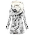 thumbnail image 2 of Spring Saving GaThRRgYP Womens Outerwear Plus Size,Velvet Double Breasted Hooded Solid Color European and American Mid Length Women's Solid Color Temperament Commuting Jacket, 2 of 3