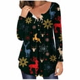 thumbnail image 1 of Camisas Navideñas Para Mujer, Camisetas de Manga Larga, Jersey Con Estampado Navideño Informal, Blusa Con Botones de Cuello Redondo Odeerbi ODB202340, 1 of 6