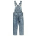 thumbnail image 2 of KIDSCOOL SPACE Little Boys Slim Fit Jeans,Ripped Bib Pocket Fashion Denim Overalls,Light Blue,4-5 Years, 2 of 7