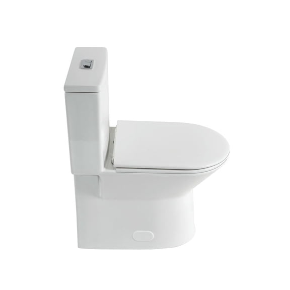 Topcobe One Piece Toilet with Comfort Chair Seat ADA Height 17", Dual Flush Modern Toilet, 1.1/1.6 GPF, 12" Rough-In, Rimless Bowl with Soft Closing Seat, Modern Toilet, Bathroom Toilet, Gloss White