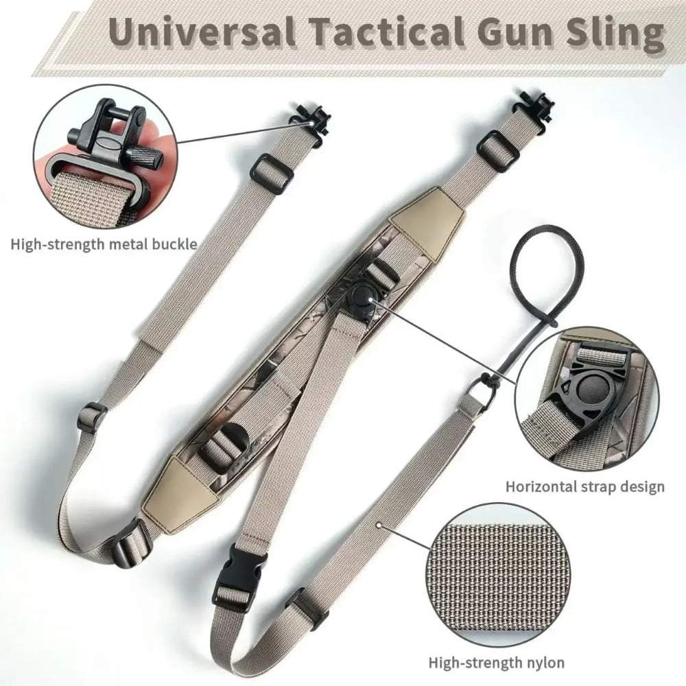 Camouflage Sling for Hunting, 3-Point Quick Release Adjustable Gun Sling, 1" Padded Shoulder Strap with Metal Swivels,  22-53 inch (55-134cm)