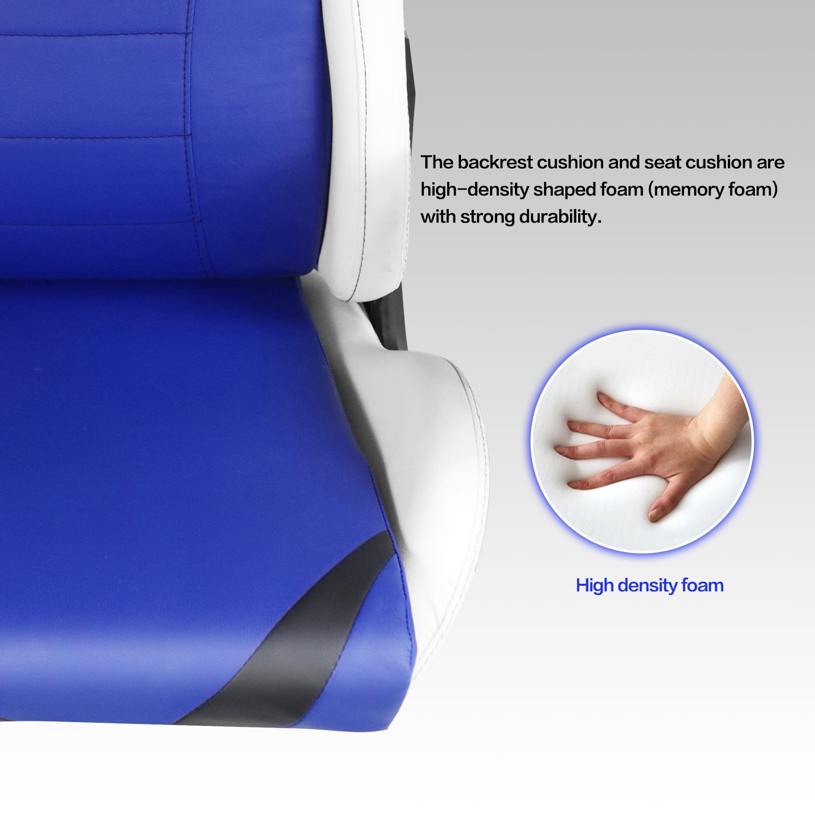 Ergonomic Gaming Chairs for Adults with High-Density Memory Foam | Swivel Comfortable Office Chair, Big and Tall Video Game Chair, High Back Computer Chair for Home, Office, Blue White