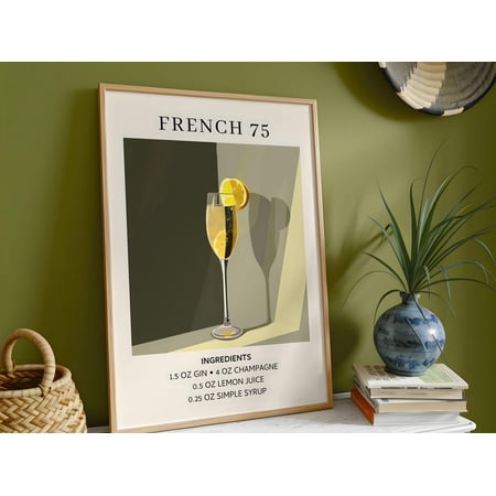 French 75 Cocktail Stylish Bar Wall Art, Unframed Paper Print Size 8x12