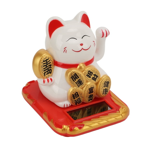 Mini Gato Afortunado Con Energía Solar, Delicado Gato Rico Con Textura, Gato Que Agita El Brazo Con La Mano Con Linda Sonrisa Maneki Neko Para Coche, Dormitorio, Oficina
