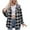 Black, variant on Womens Shacket Jacket Lightweight Drawstring Plaid Hoodies Button Down Hooded Shirt Jackets Fall Fashion Outerwear Blue M