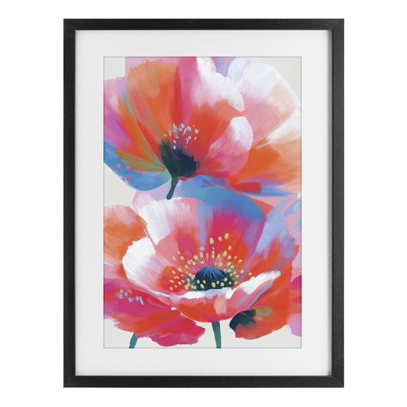 Stupell Industries Contemporary Poppies in Soft Light Black Framed Print Under Glass, 14 x 20, by Chromatic Storm Studio