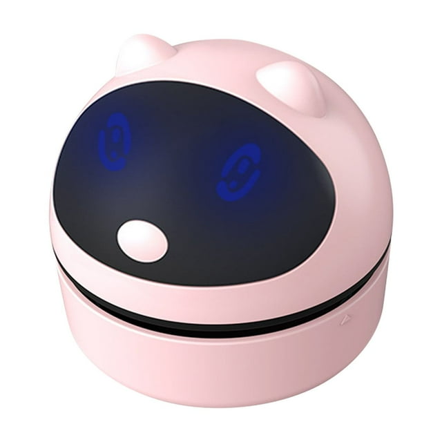Cartoon Robot Desktop Vacuum - USB Rechargeable 600mAh, 150g Lightweight Design for Hair/Debris Cleaning