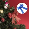 thumbnail image 3 of Yuarrent Adornos navideños con lazo, cinta brillante hecha a mano, flor, tejido impermeable, lazos parpadeantes, nudo para celebración de boda Kits de decoración para fiestas Azul, 3 of 6