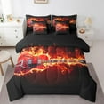 thumbnail image 1 of Electric Guitar Comforter Set Queen Size with Sheets -7 Pieces Bed in a Bag Music Stringed Instruments Bedding Sets,Burning Orange Fire Flame Bed Set with Comforter,Sheets,Pillowcases & Shams, 1 of 5