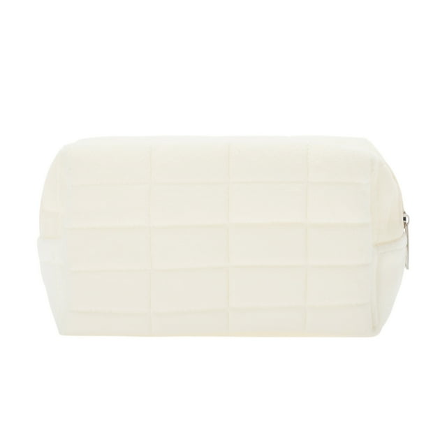 1 Pc Bolsa de Maquillaje Elegante para Viajes de Negocios Felpa Blanca