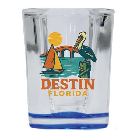 Destin Florida Vintage Design Souvenir 2 oz Square Shot Glass – Blue
