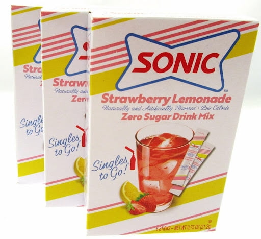 CGT Sonic Strawberry Lemonade Singles to Go Zero Sugar Naturally Artificially Flavored Low Calorie Powdered Drink Mix Just add Water (3 Boxes - 6 Packets per Box = 18 Total Servings)