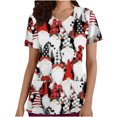 thumbnail image 2 of purcolt Christmas Scrubs for Women, Womens Gnome Elf Print Professional Scrubs Tops Short Sleeve V Neck Nursing Workwear Tunic Working Uniform Medical Blouse with Pockets, 2 of 5