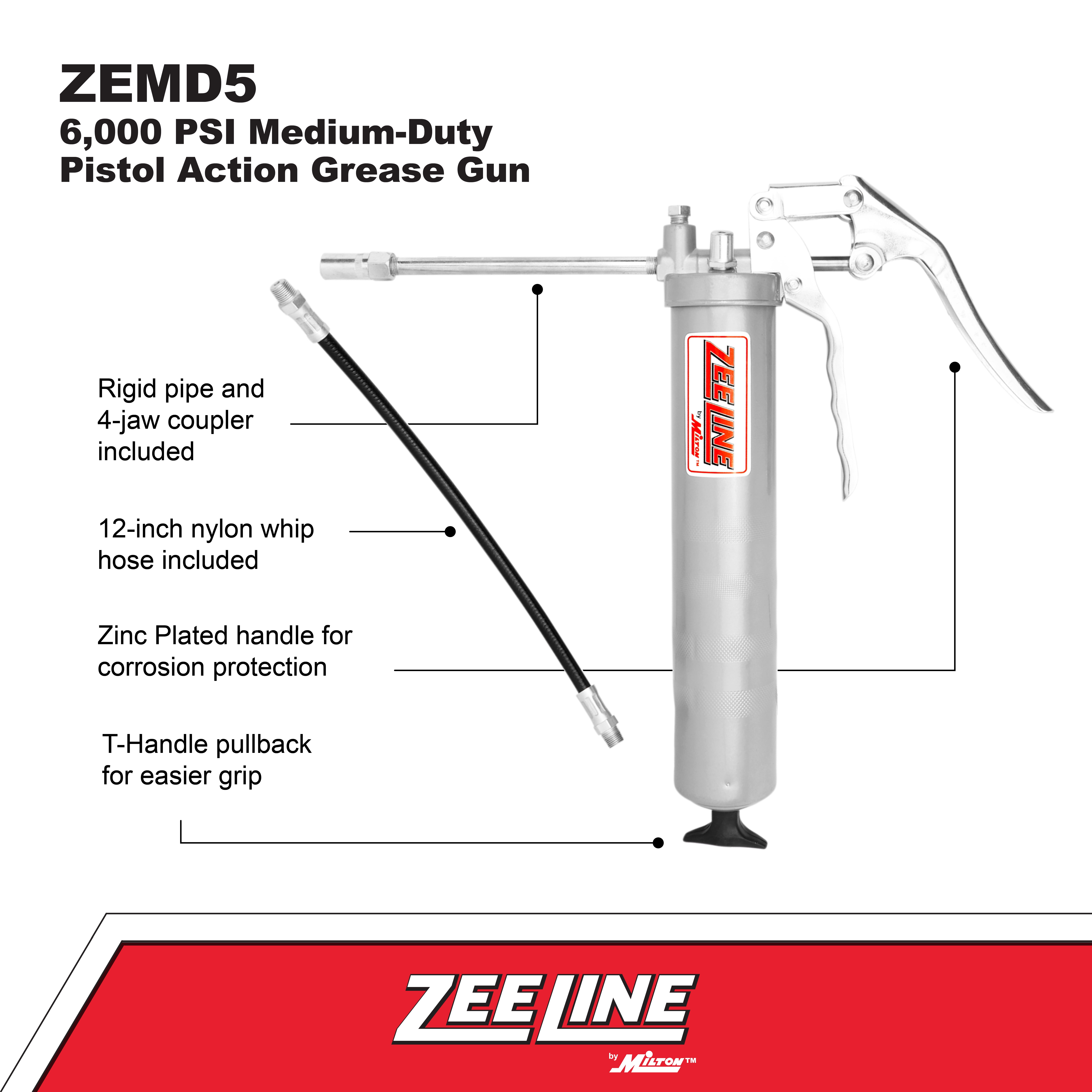 4,000 Psi Medium-Duty Pistol Action Grease Gun