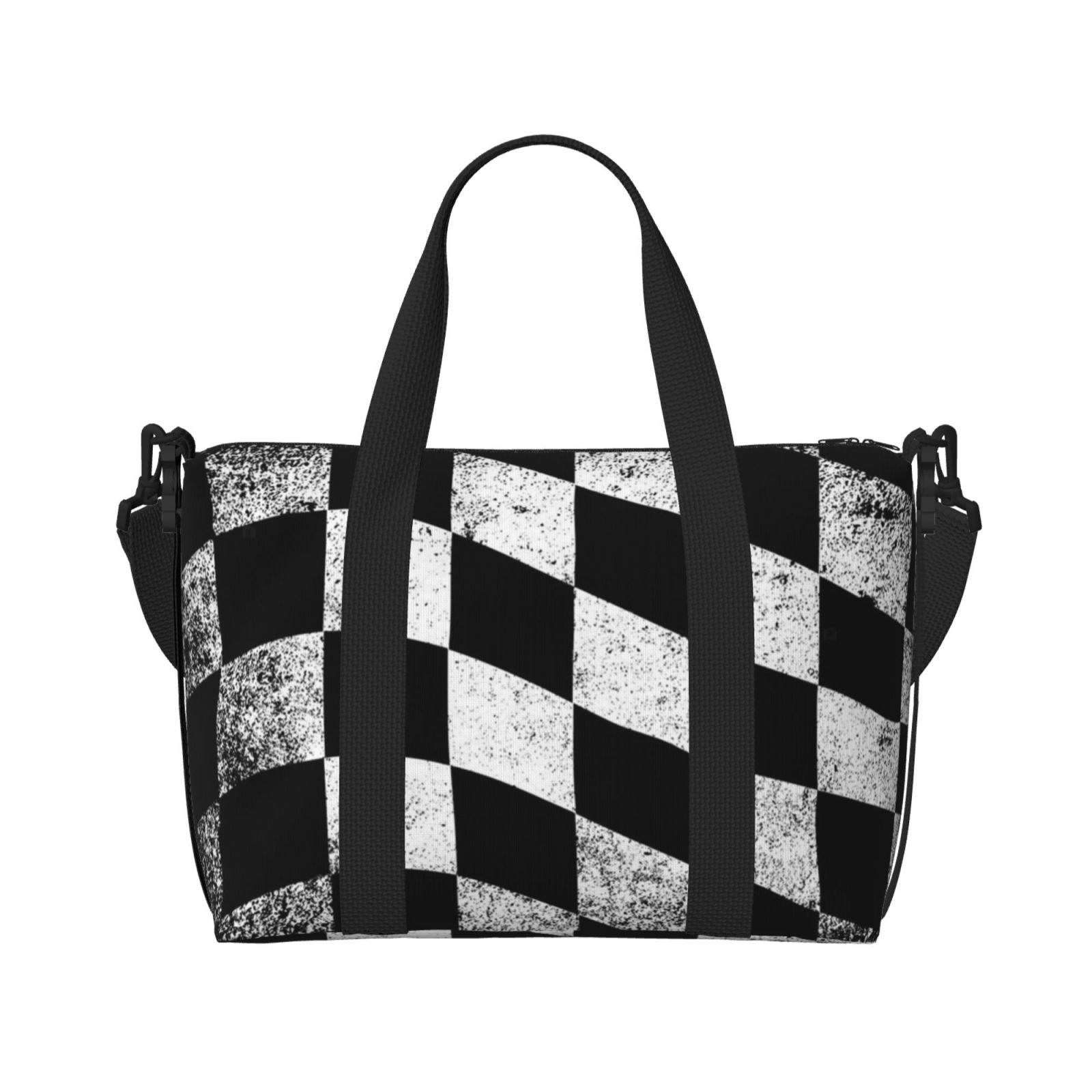 Travel Duffel Bag Checkered Flag Sports Tote Gym Bag Shoulder Weekender Overnight Bag For Women Men