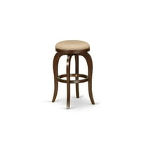 East West Furniture Bedford 30" Wood Swivel Backless Bar Stool in Mocha/Mahogany