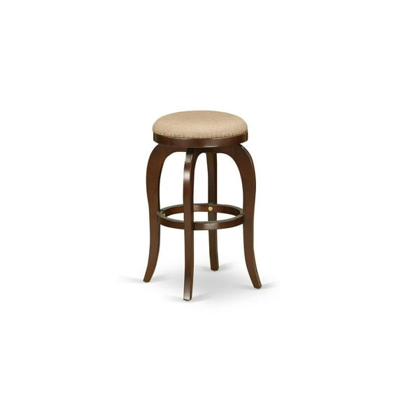 East West Furniture Bedford 30" Wood Swivel Backless Bar Stool in Mocha/Mahogany